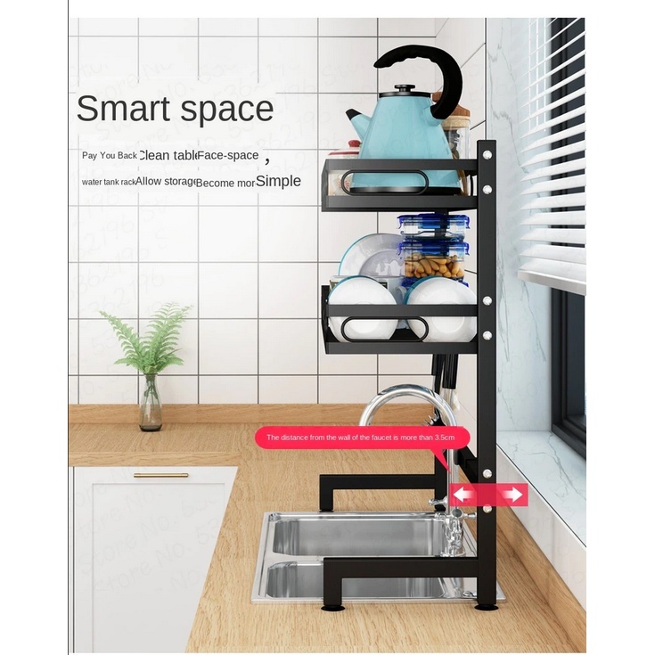 Rak Piring Stainless Rak Piring Wastafel Peralatan Dapur Panjang 65 Cm