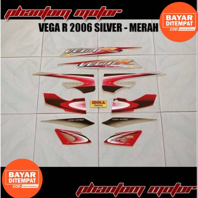 Striping lis yamaha vega r new 2006 warna silver merah