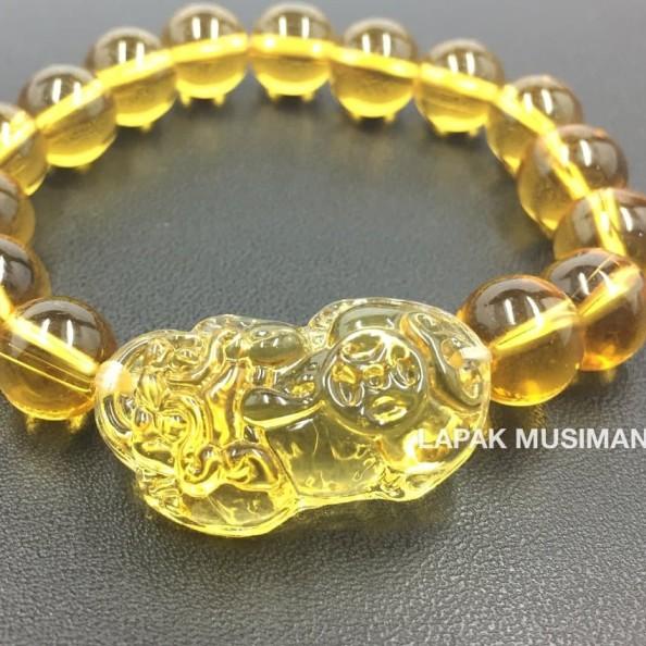 ֍ GELANG YELLOW CITRINE KOMBINASI PIXIU 10MM ❋
