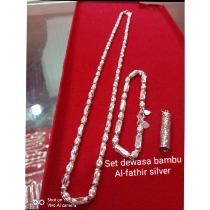 set dewasa kalung+gelang+liontin pria perak murni
