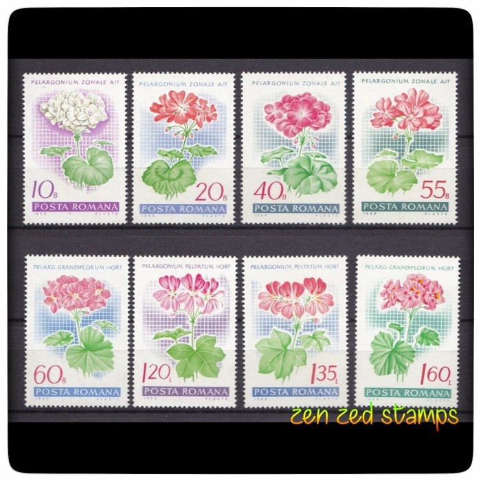 

0456 Perangko Romania 1968 Flowers 8v Mnh