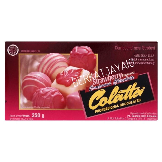 Colatta Strawberry Chocolate Compound Coklat batang Collata 250 gram