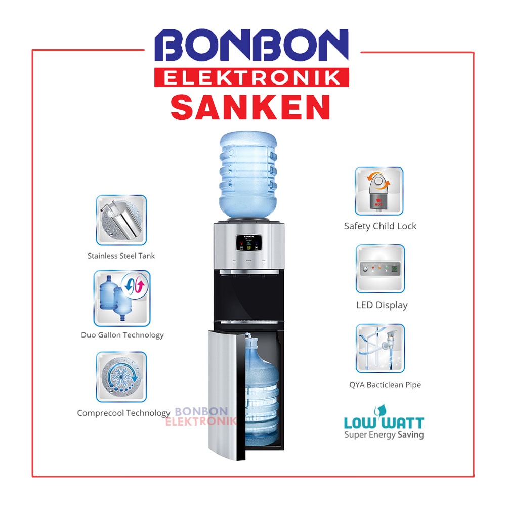 [GOSEND/GRAB] Sanken Dispenser Galon Atas HWD-Z975S-BK / HWDZ 975 SBK / HWDZ975SBK