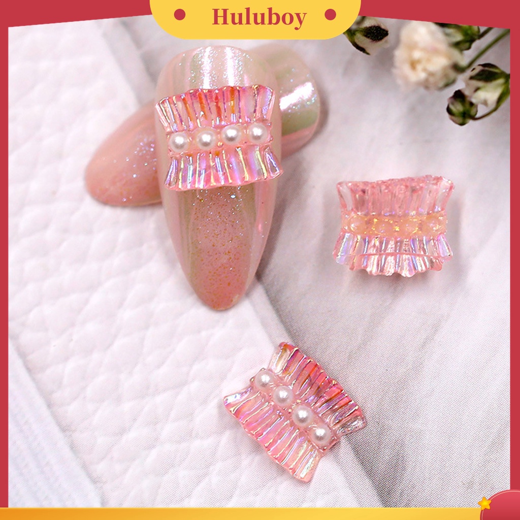 Huluboy Huluboy♡ 3pcs Stiker Kuku 3D Bahan Resin Efek Natural Elegan Untuk Nail Art