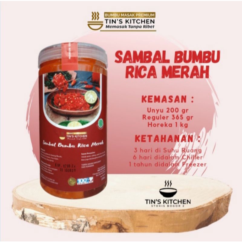 

Sambal Bumbu Rica Merah 1000 gr. Bumbu Instant Sehat Tin's Kitchen