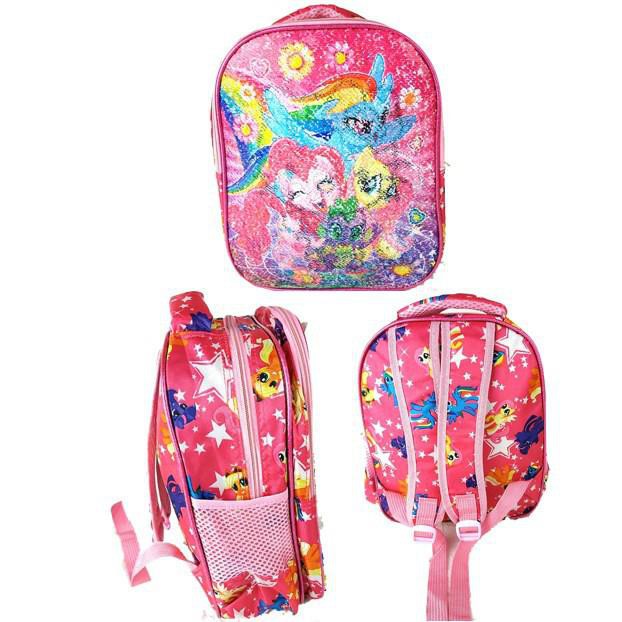 BEST SELLER!!! Tas Sekolah Anak TK Sequin 2 Motif / Tas Ransel Usap 2 Motif