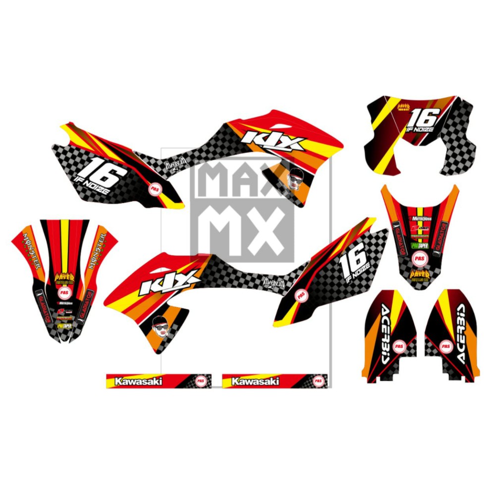Decal Stiker KLX 150 BF Dekal Variasi Sticker Striping Custom Full Body orange minimalis