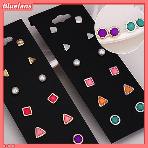 6 Pasang / Set Anting Stud Bentuk Geometris Untuk Wanita