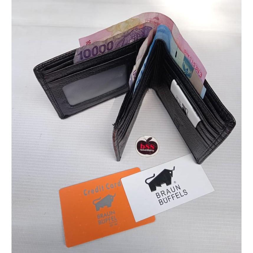 Dompet Kulit Pria Lipat Pendek Kulit Asli Model 3 Dimensi Muat Kartu Banyak