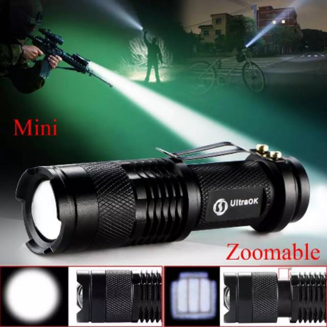 sinter senter Led cree Q5 zoom penlight torch flashlight camping emergency 1.200 lumen