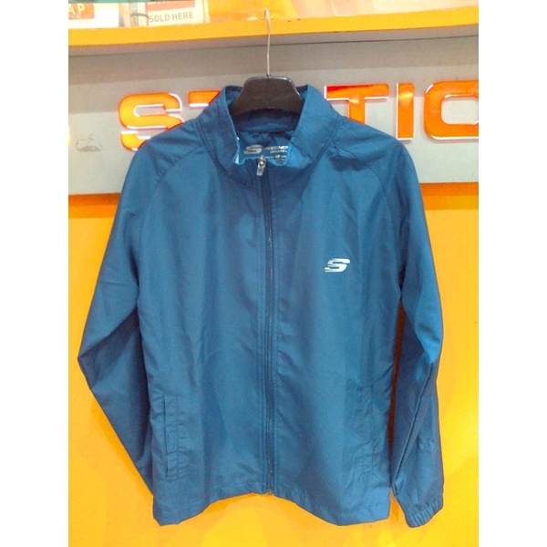 Ori Sale Jaket Skechers Runing lari Cewek Cowok Biru keabuan