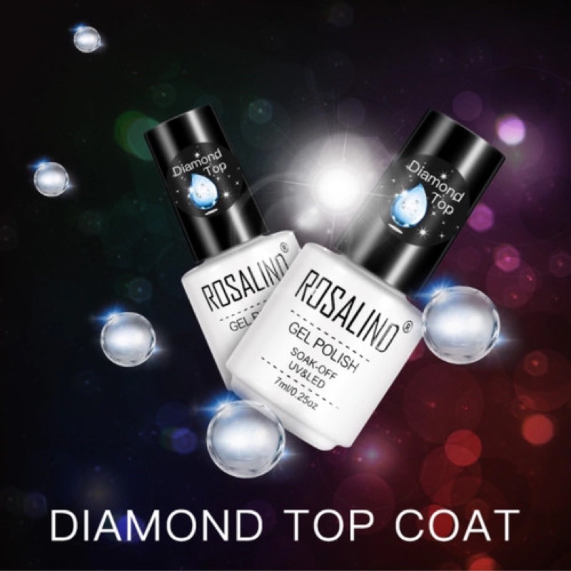 ROSALIND DIAMOND TOP COAT GEL POLISH 15ml 7ml 10ml KUTEK GEL SUPER KILAP TAHAN LAMA