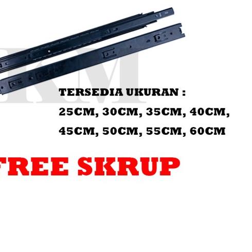 Rel Laci (Hitam) 40 Cm Double Track Mapla Full Extention 35mm ( 2x Tar