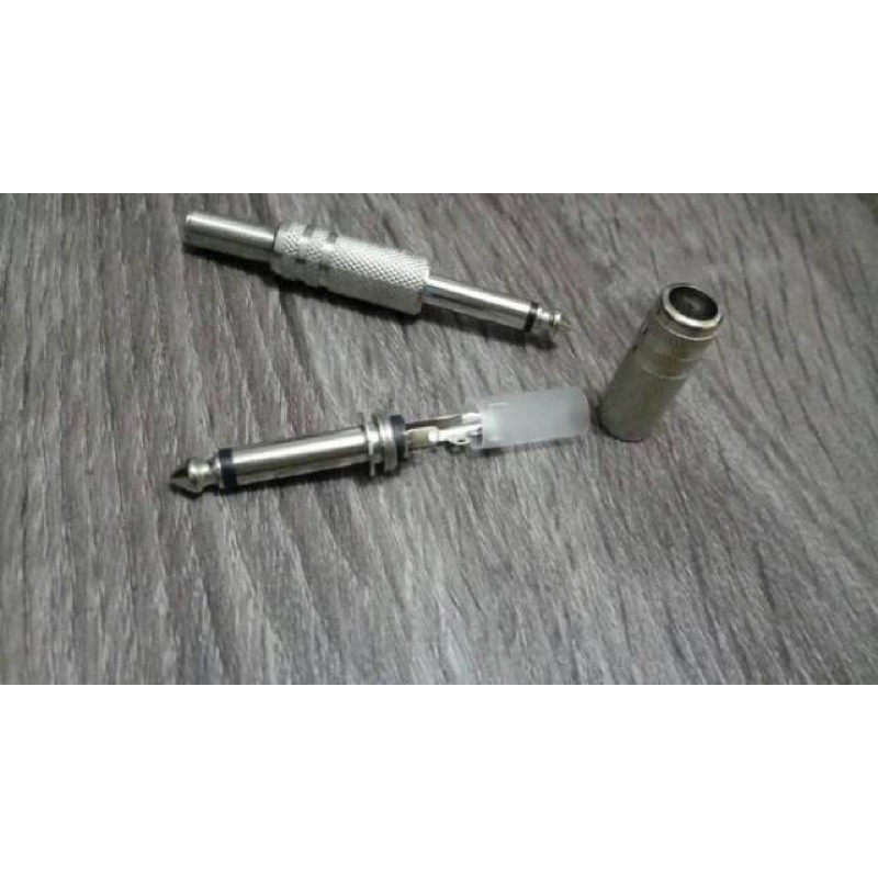 Jack Akai MONO Besi Silver Logam Jack Audio Mono 6.5 mm Mic Gitar Bas Keyboard Jek Mono