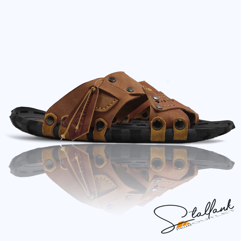 STALLANK || Sendal Kasual Pria  Asli Kulit