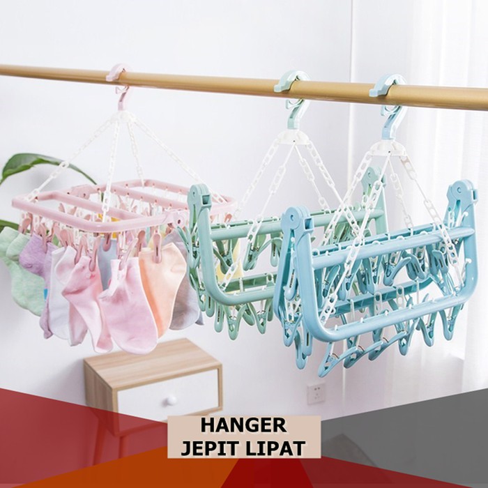 Jemuran Baju Lipat Hanger Gantungan Penjepit Kaos Kaki Dll GB003