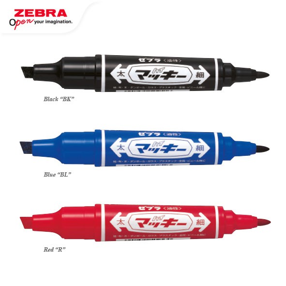 ZEBRA Hi-Mckie Permanent Marker Dua Sisi Bullet dan Chisel Tip Water Resistant Spidol Warna