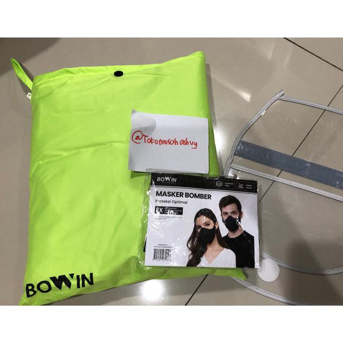 Bowin Jas Hujan Premium Anti Bakteri (Extra Face Shield + Masker) - L