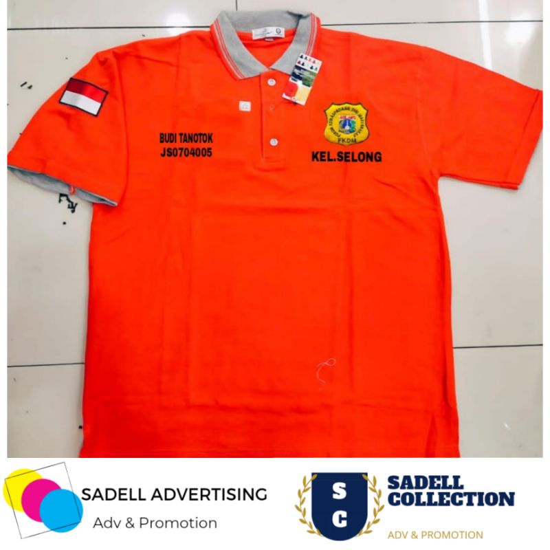 Kaos FKDM Polo Full Bordir  Baju FKDM Polo Full Bordir Lengan Pendek Orange