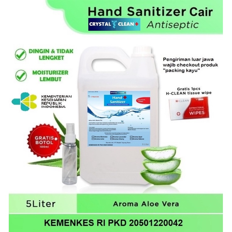 HAND SANITIZER CAIR 5 LITER ANTISEPTIC 70% Crystal Clean BANYAK BONUS