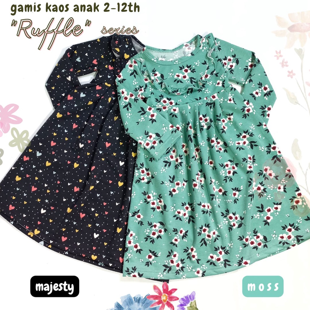 GAMIS KAOS ANAK 1-5 thn + SAKU SAMPING (BASIC RUFFLE series)