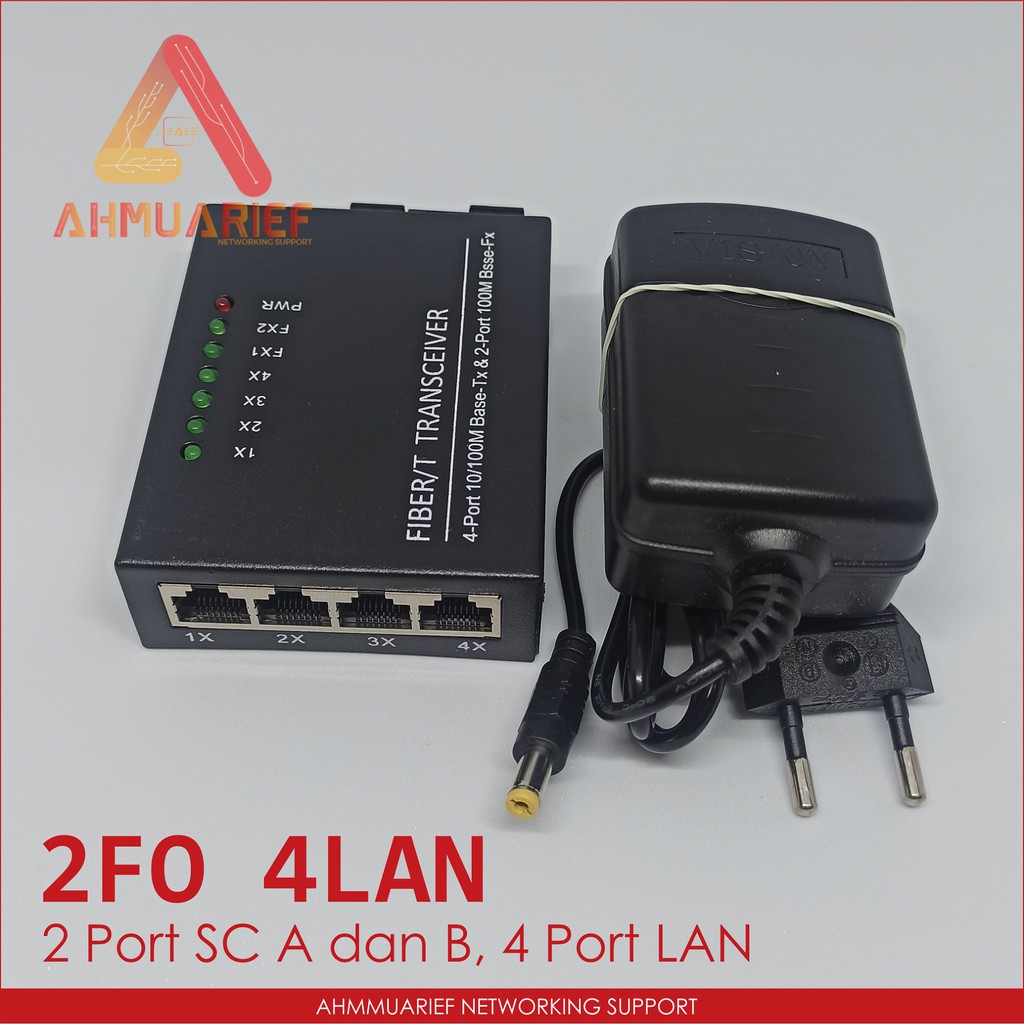 Media Converter Fiber Switch 2 Port FO SC AB 4 Port LAN RJ45 2SC 4RJ45 Fiber Optik