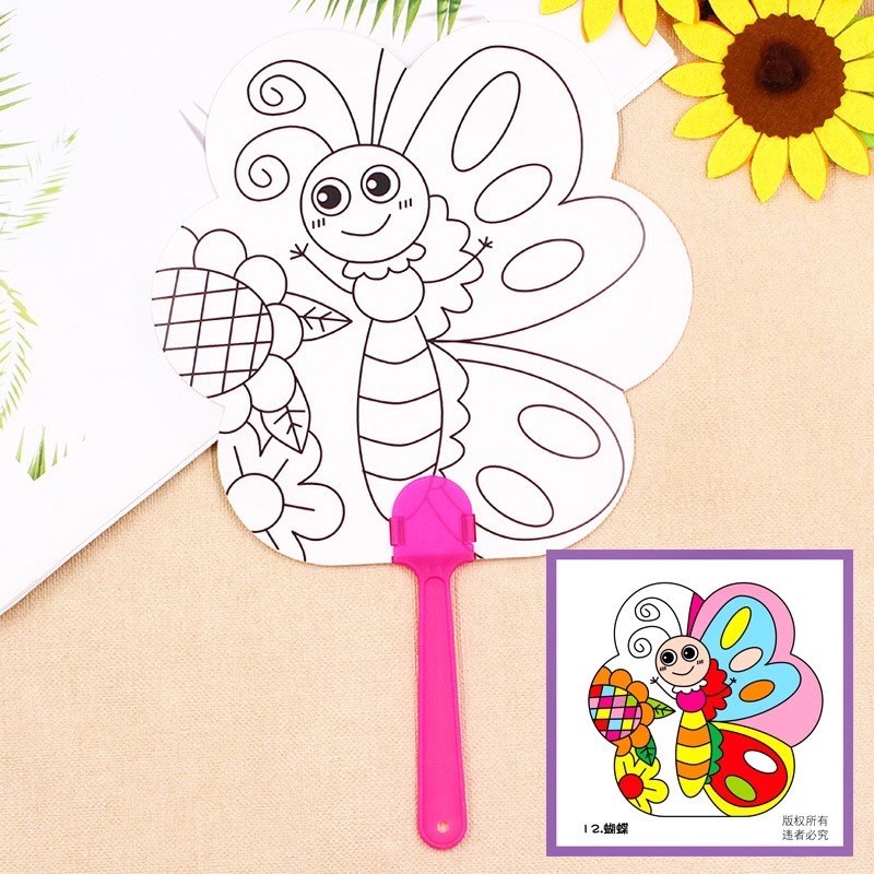 DIY MEWARNAI KIPAS MAINAN EDUKASI CRAFT KERAJINAN TANGAN EDUTOYS SOUVENIR GOODIE BAG HADIAH ULTAH-Kupu2