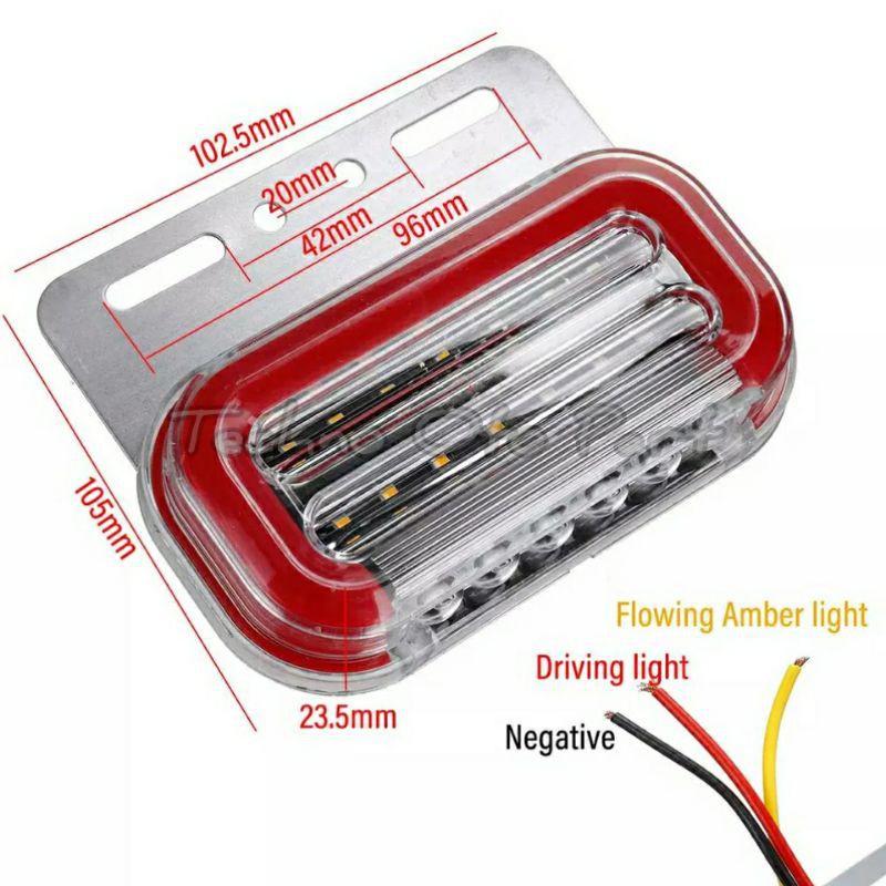 Lampu Bak Samping Besar Truk 12 Volt 24 Volt Sein Nyala Running 40LED