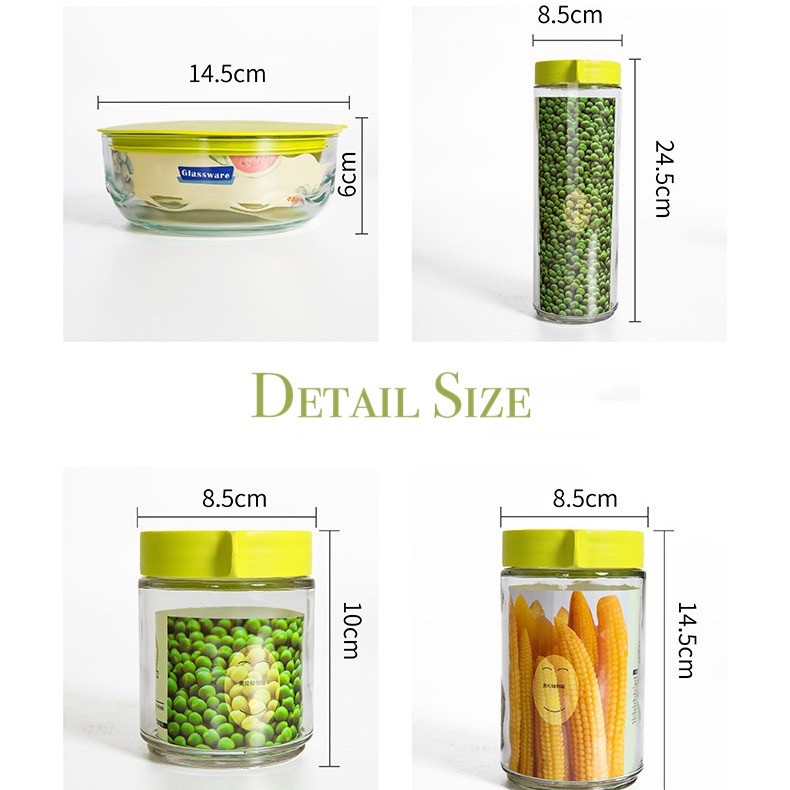 Kingsbakeware TOPLES LEBARAN BAHAN KACA FOOD GRADE TOPLES KACA SET 5IN1 IMPORT WADAH KUE 5 IN 1 KedapUdara