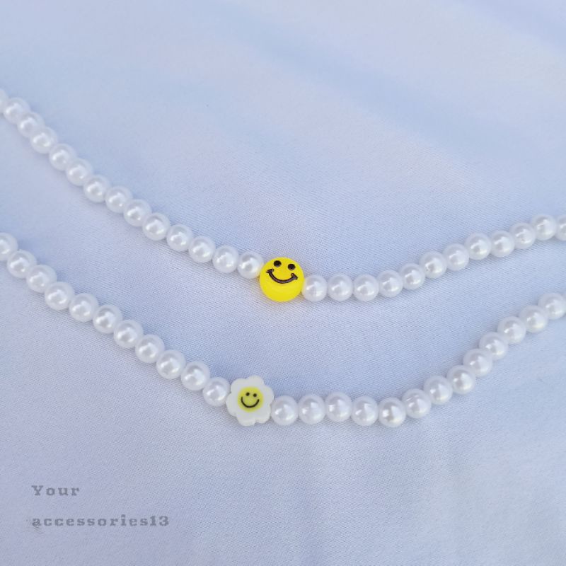 Kalung mutiara motif manik manik smile || Kalung choker || pearl necklace