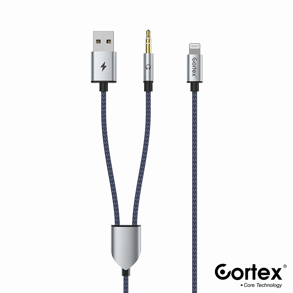 Cortex MH240 Lightning to Jack 3.5mm with USB Charging / Audio + Charger Kabel 1.2Meter