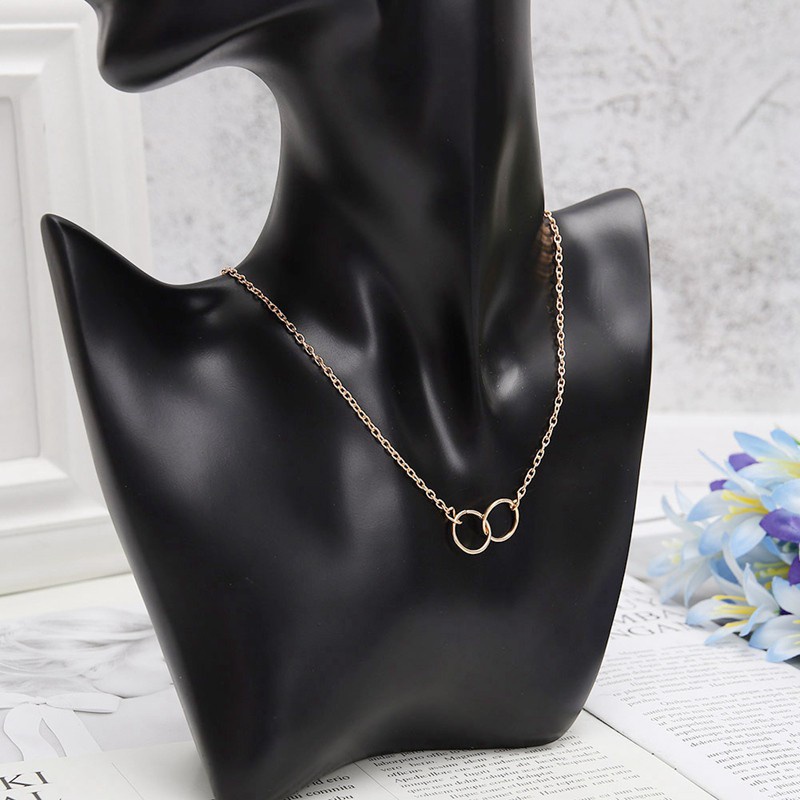 Min 1pc Gold and Silver Infinity Double Circles Necklace for Girls Circles Pendant Necklace Freeshipping