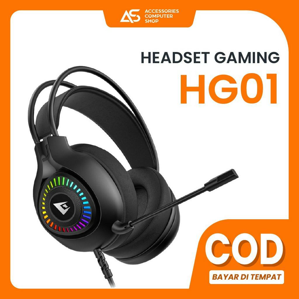 HG01 Headset Gaming Jertech Stereo Bass RGB Light IPX5 With Microphone - ACS