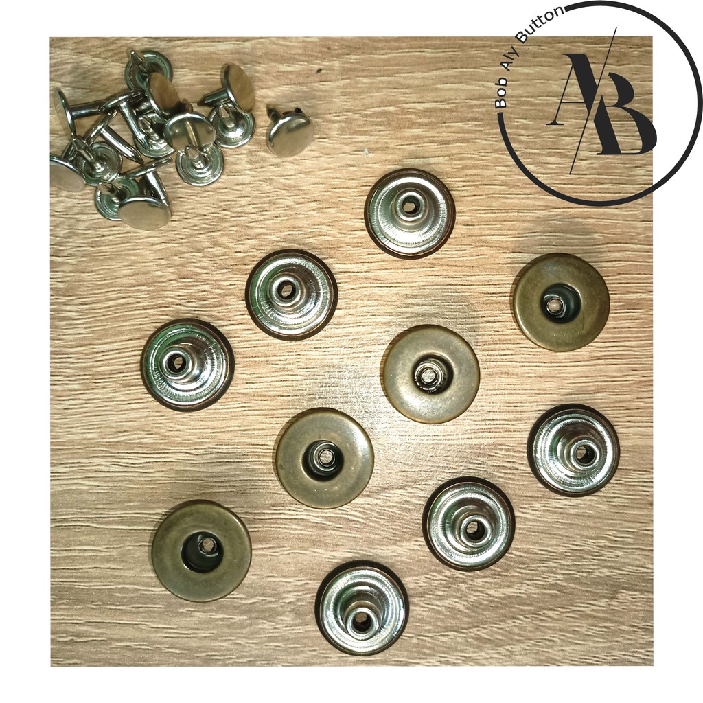 KANCING JEANS PATEN BOLONG DATAR 17 MM ANTIK BRAS PER 12 PCS BD 17 AB