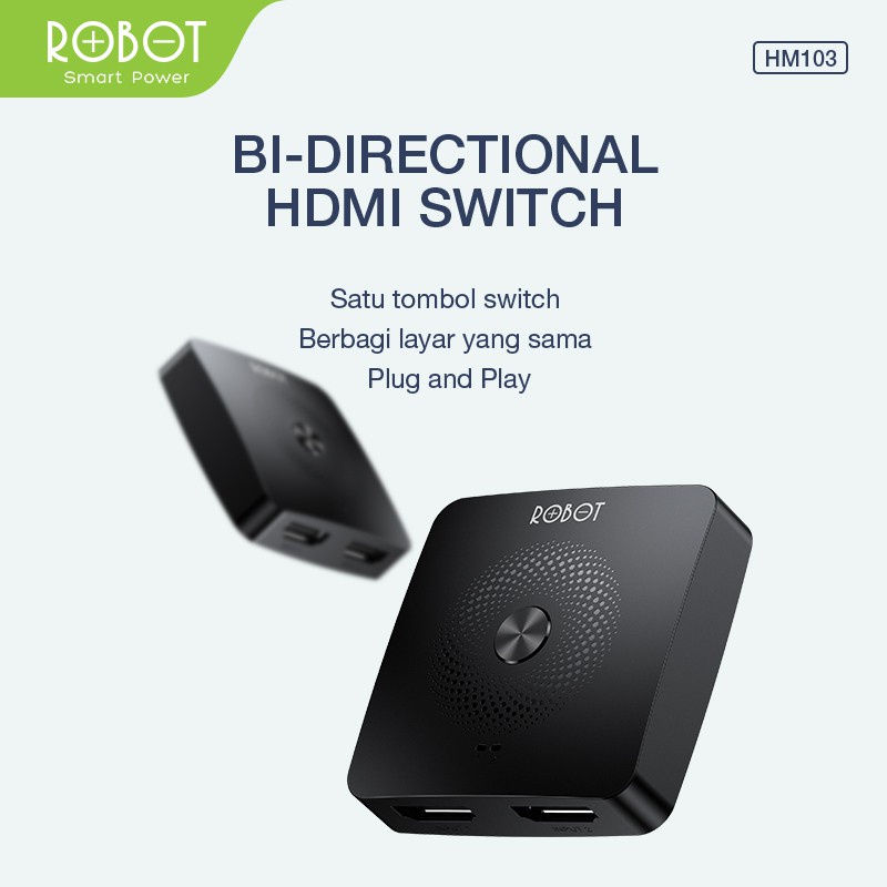 ROBOT HM103 HDMI switch and Splitter 2in 1out / 1in 2out Bi-Direction 4k Black - Garansi 1 Tahun