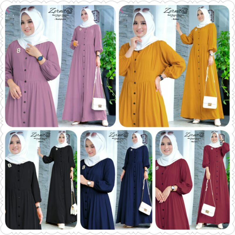 Zernitaa original dress by Shofiya - Gamis Polos Jumbo