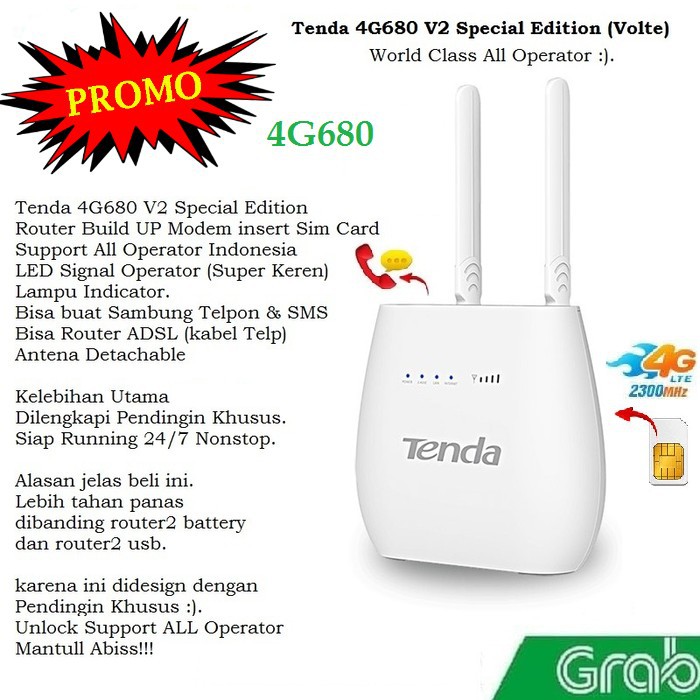 Tenda 4G680 V2 SE Router Wifi 4G support All Operator Canggih 4G 680