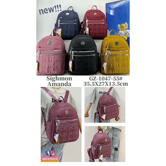 SIGHMON Tas Wanita Ransel Import Fashion Korea 100% Original Tas Ransel 3 in 1 Canvas Import Waterproof