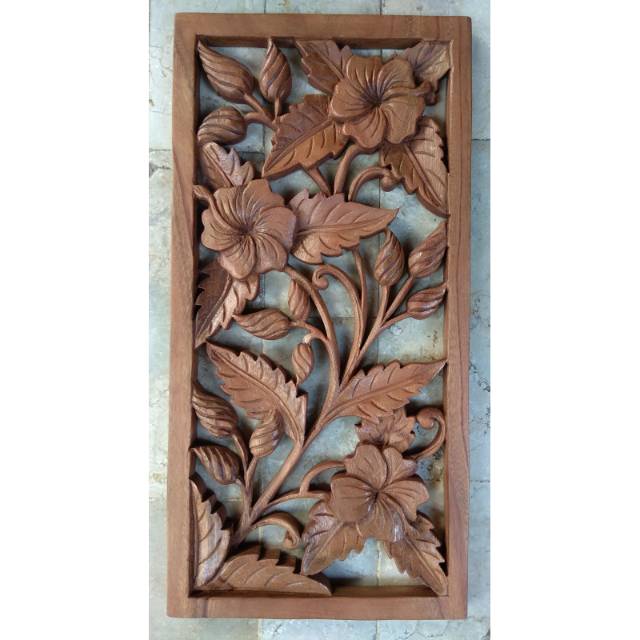 Ukiran Bali Bunga Kembang Sepatu 25x50 Shopee Indonesia