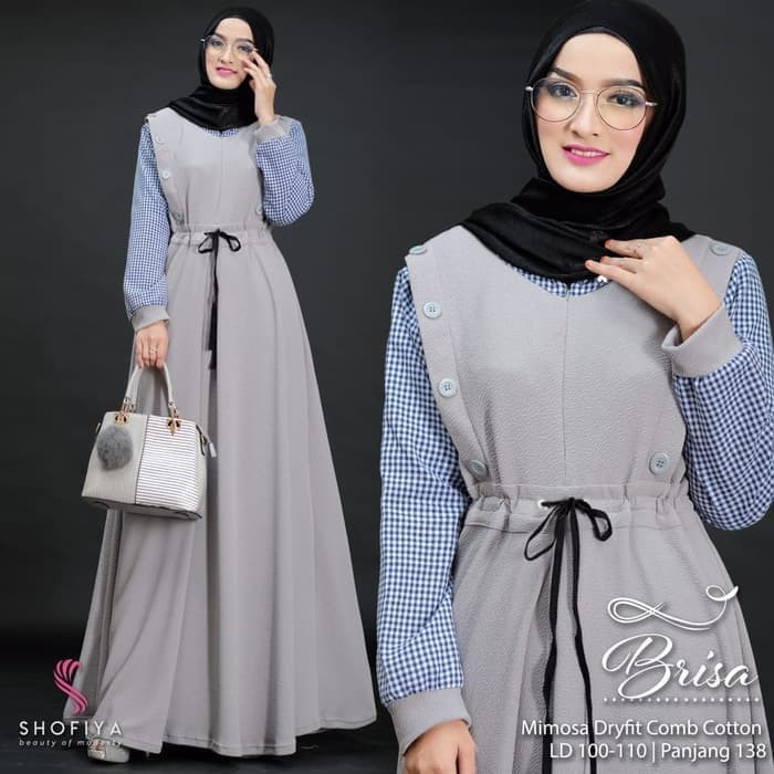 Dress Wanita Najibah BG0077 Gamis Syari Putih Benhur Abu Toska Navy Maroon Muslim Modis Modern White