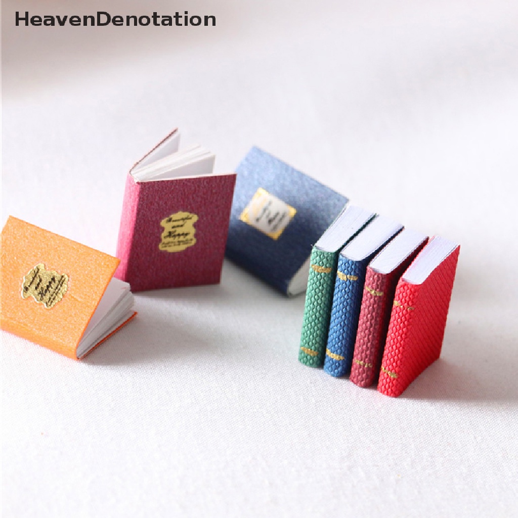 (Heavendenotation) 4pcs / Set Miniatur Buku Skala 1: 12 Untuk Aksesoris Rumah Boneka 2021