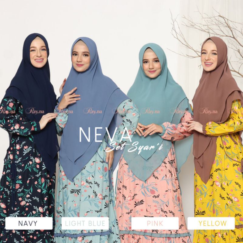 NEVA SET by RAYNA Hijab Original Gamis Syari Bestseller Kekinian Terlaris