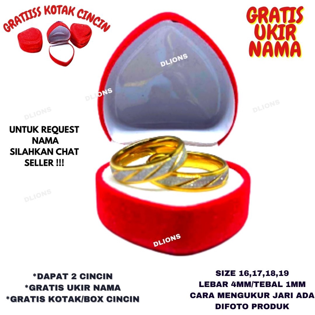 CINCIN COUPLE TITANIUM MODEL PASIR GOLD ,CINCIN PASANGAN,DAPAT 2 CINCIN GRATIS UKIR NAMA DAN GRATIS BOX /KOTAK CINCIN,ANTI KARAT DAN TIDAK GATAL