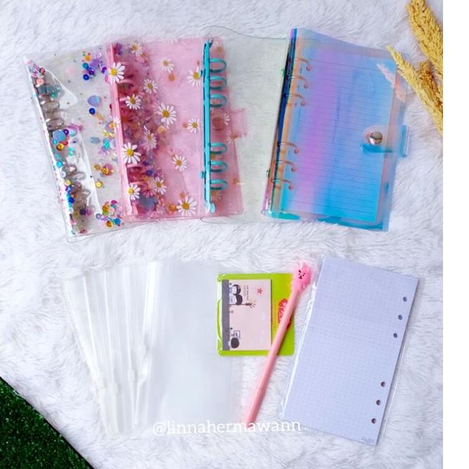 

ょ Paket binder sinking fund / binder A6 / binder sequin binder daisy binder polos binder hologram / ziplock / zipper pocket グ