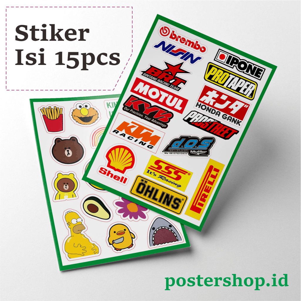 

[ISI 15PCS] Sticker Stiker Setiker Motor Untuk Laptop | HP | BINDER | Helm | Motor Anti Air