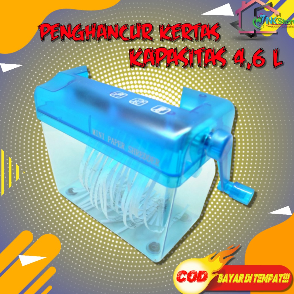 ALAT Penghancur Pemotong Kertas Manual Tangan CD Hancur Hand Card Mini Paper Shredder Port 4.6 Liter