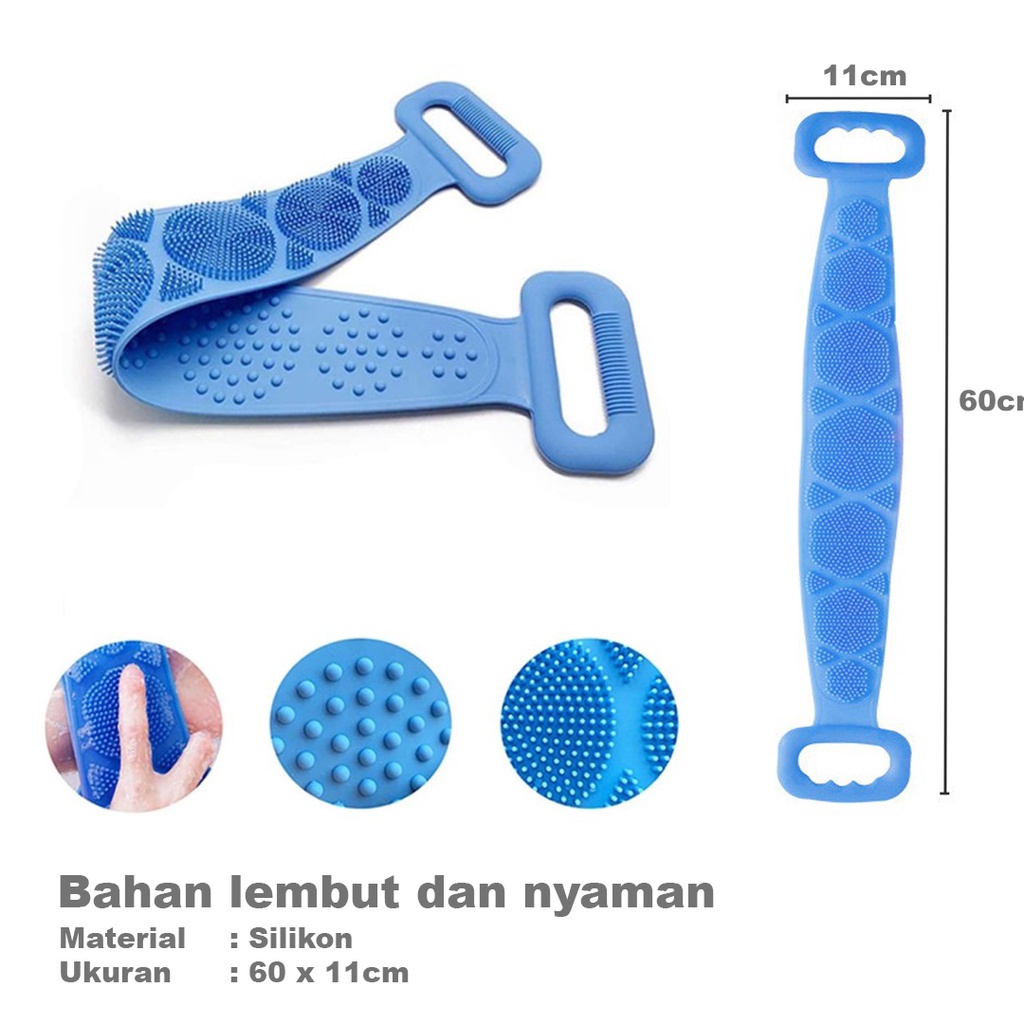 MurmerOfficial Sikat Punggung Badan Silicone Scrubber Sponge Mandi Alat Gosok Pembersih Daki Silikon 2 Sisi Karet R638