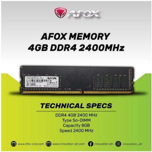 RAM AFOX Longdim 4 GB DDR4 2400 Mhz PC 19200 TERLARIS