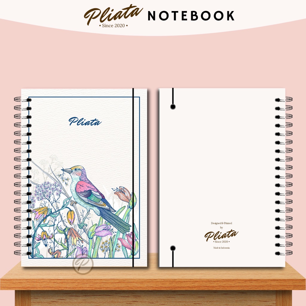 PLIATA NOTEBOOK SPIRAL - (PN1) Flower Bird - Softcover Doft Aesthetic Book Buku Tulis