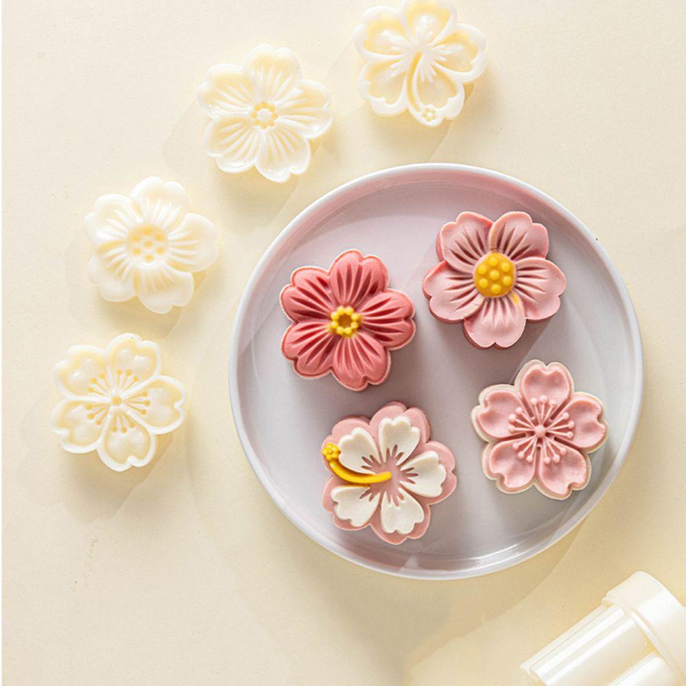 [Elegan] Es Kulit Cetakan Mooncake Bunga Sakura Kacang Hijau Kue Mid-Autumn Festival Moon Cake Cookie Mold Dapur Gadget Baking Aksesoris Tangan Ditekan Cetakan Mooncake